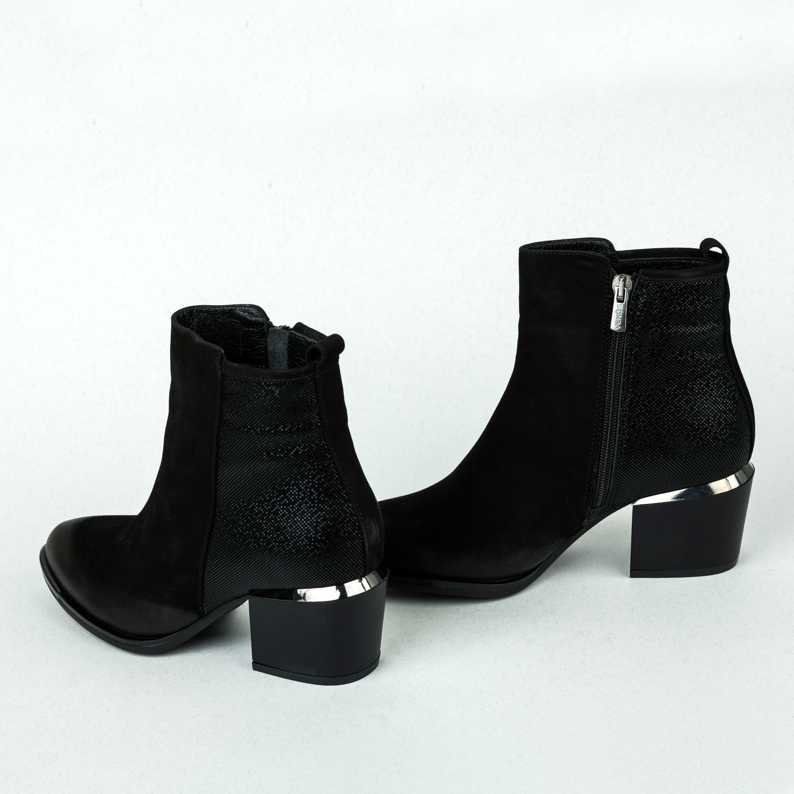 Leather ankle boots ANELLA NUBUCK - BLACK