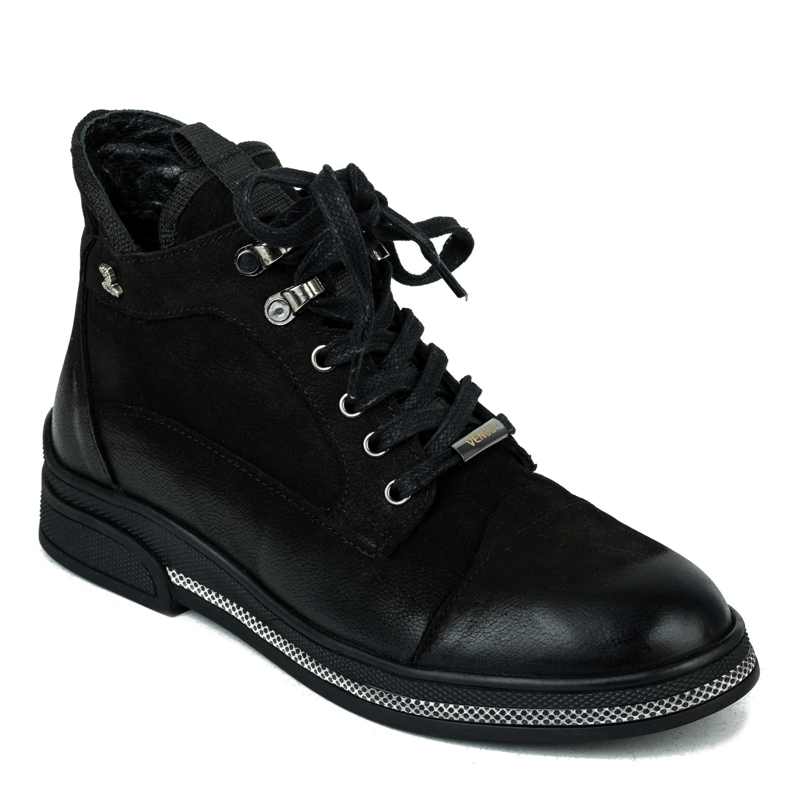Leather ankle boots B071 - BLACK