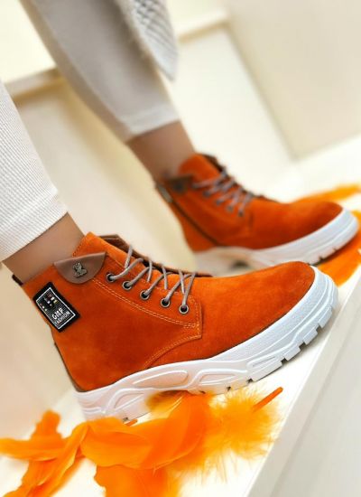 Leather ankle boots B072 - ORANGE