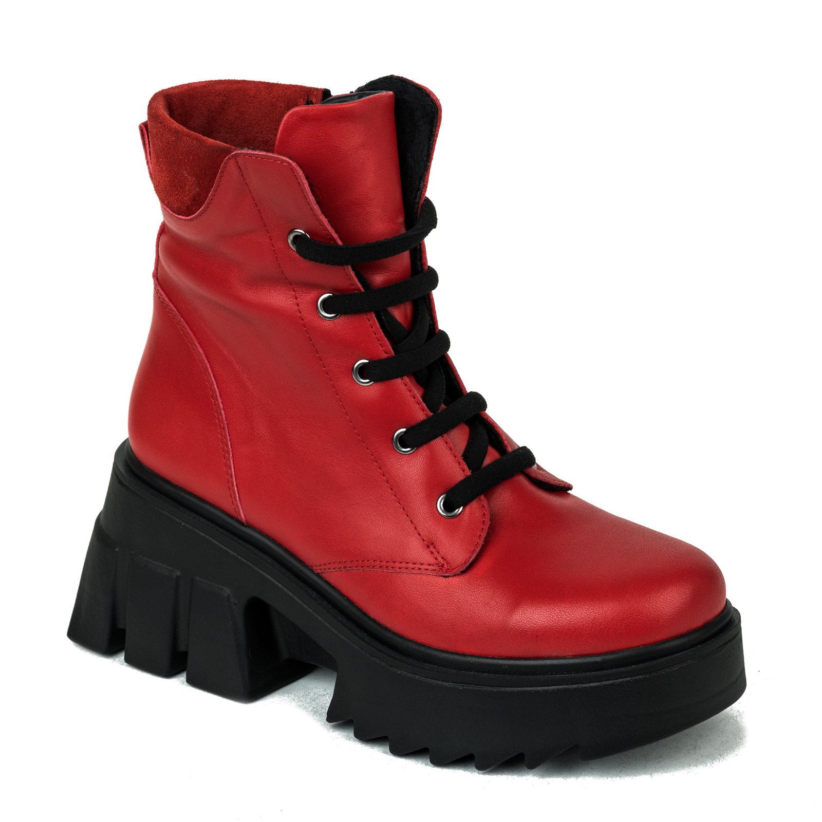 Leather ankle boots B073 - RED