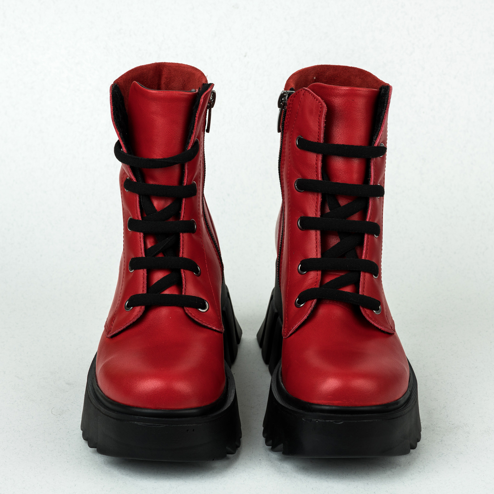 Leather ankle boots B073 - RED
