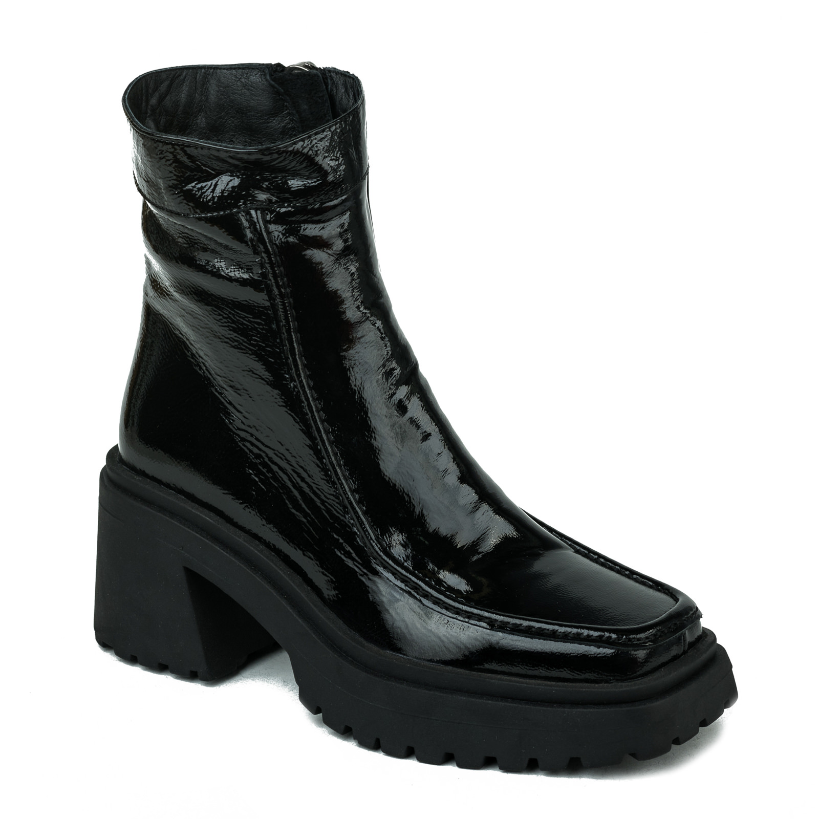 Leather ankle boots B082 - BLACK