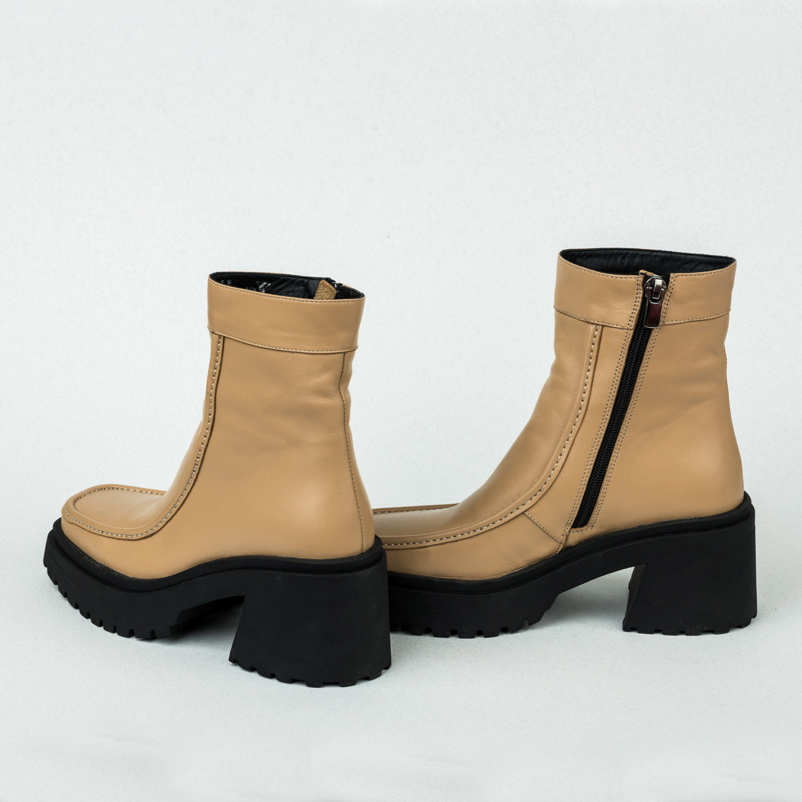 Leather ankle boots TAMMY - BEIGE