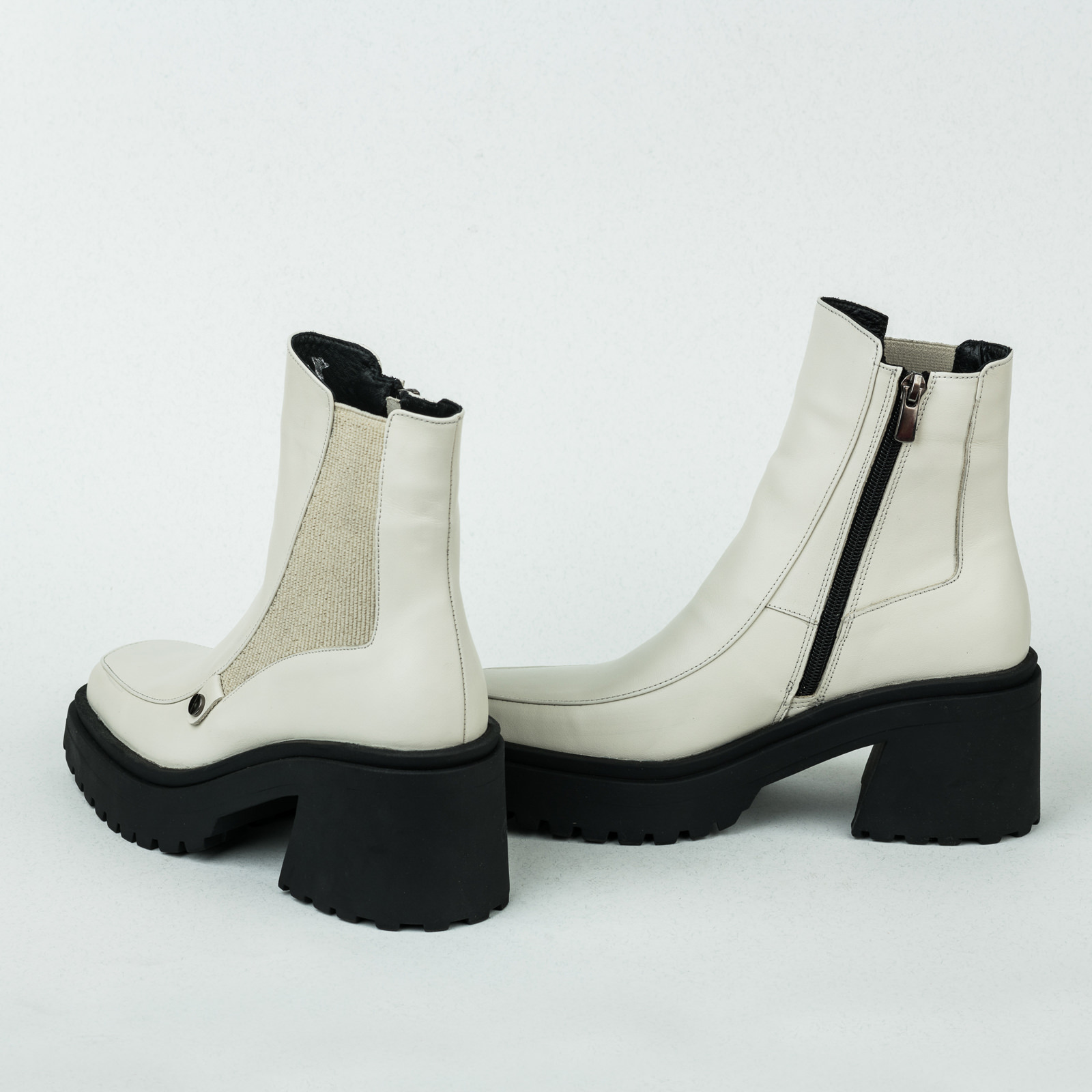 Leather ankle boots B083 - WHITE