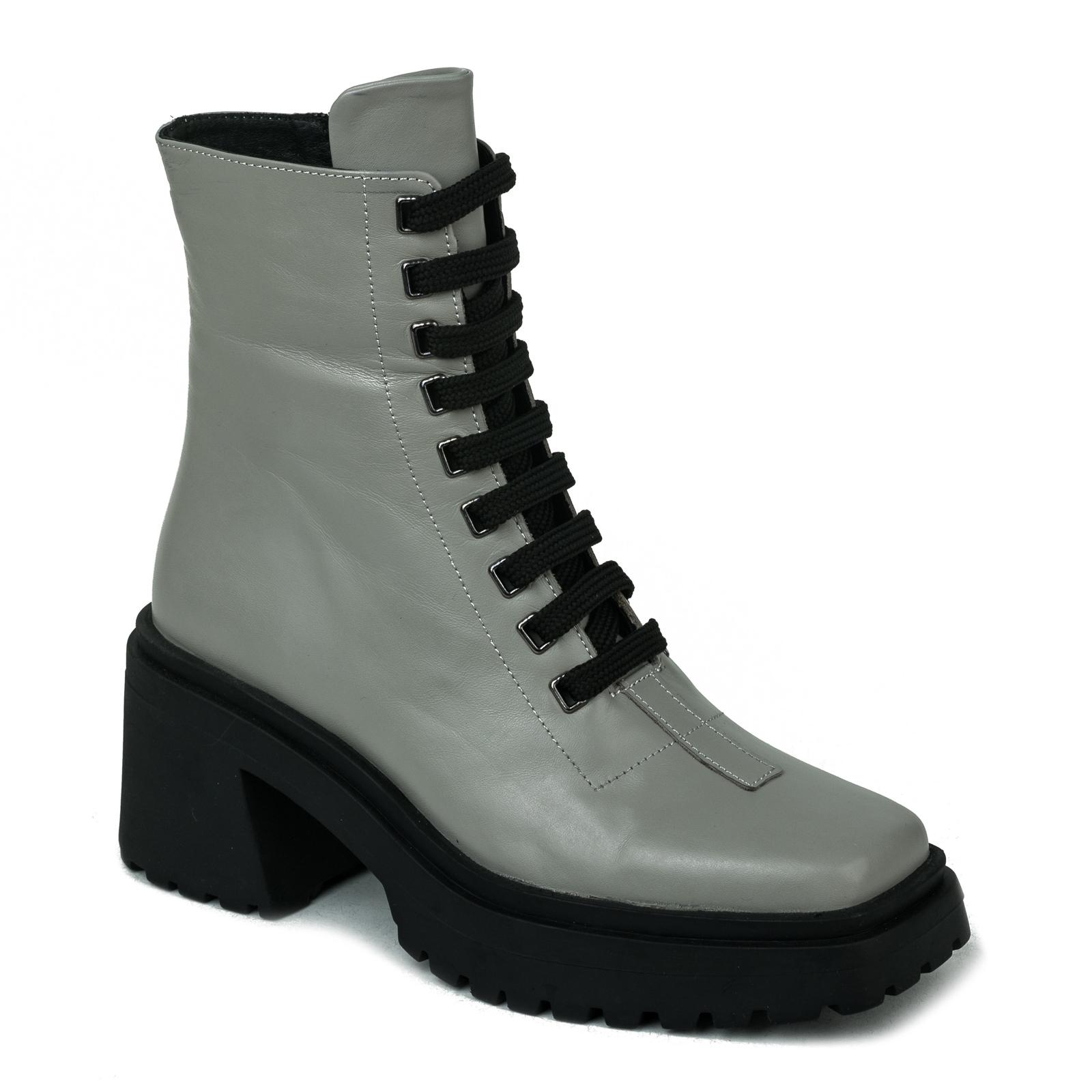 Leather ankle boots B085 - GREY