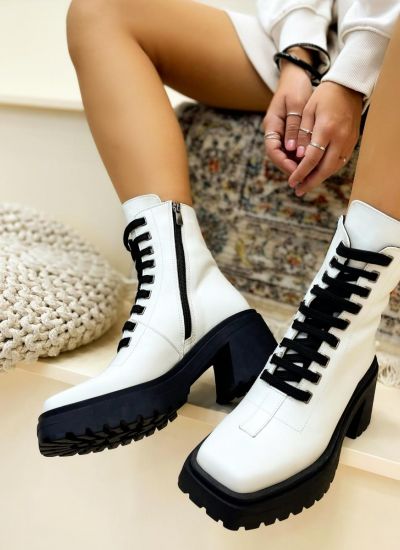 Leather ankle boots COREY - WHITE