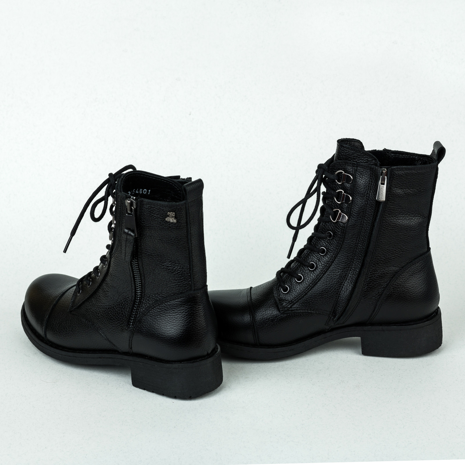 Leather ankle boots B086 - BLACK