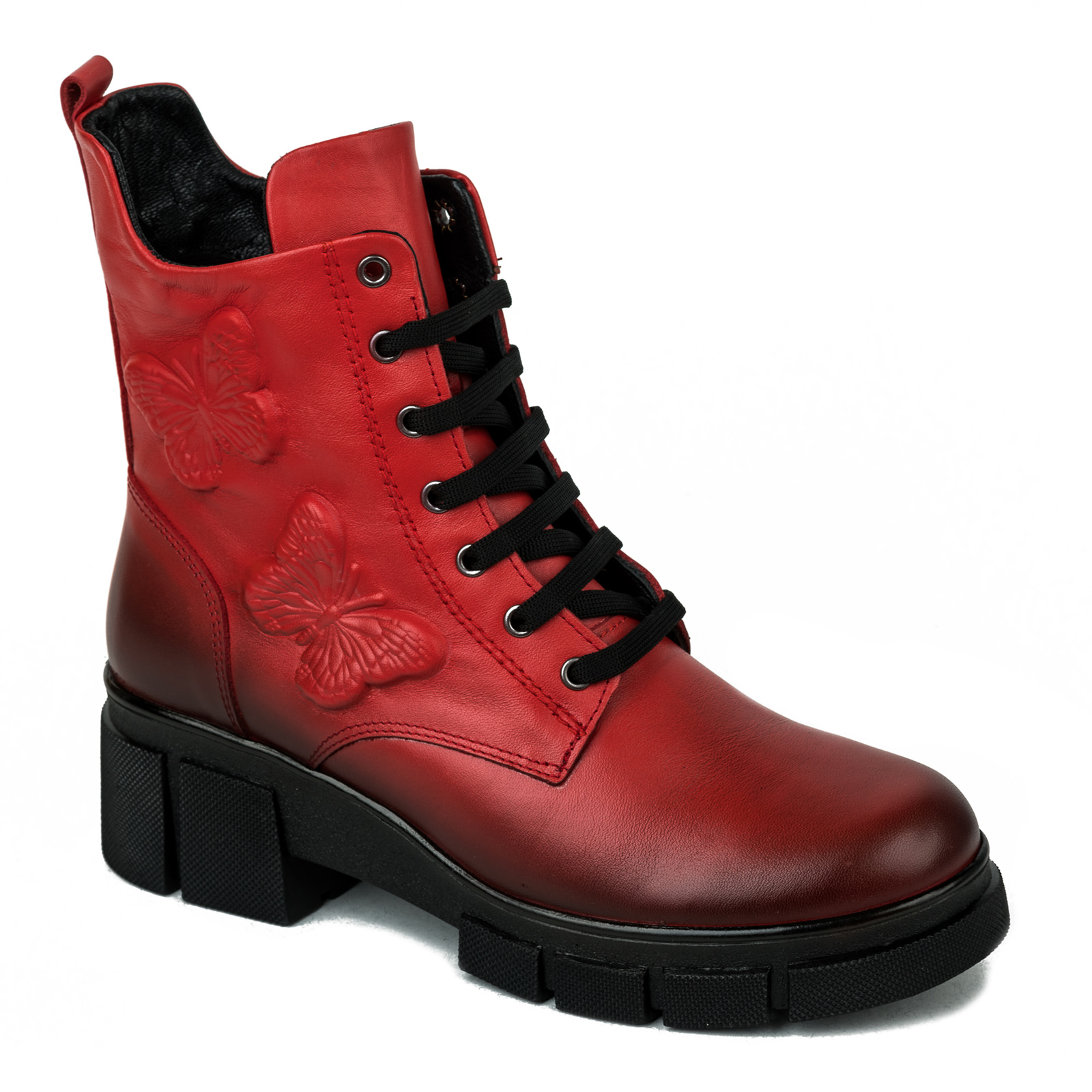 Leather ankle boots B087 - RED