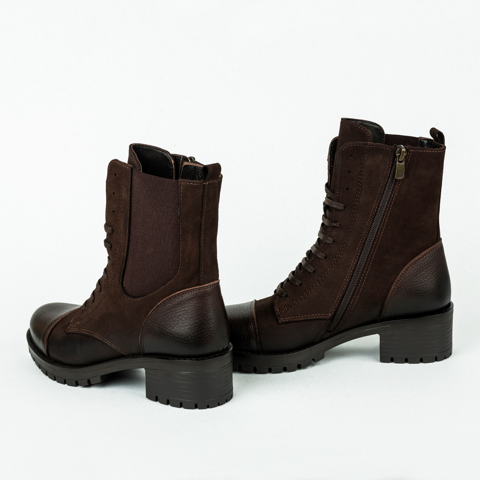 Leather ankle boots B088 - BROWN