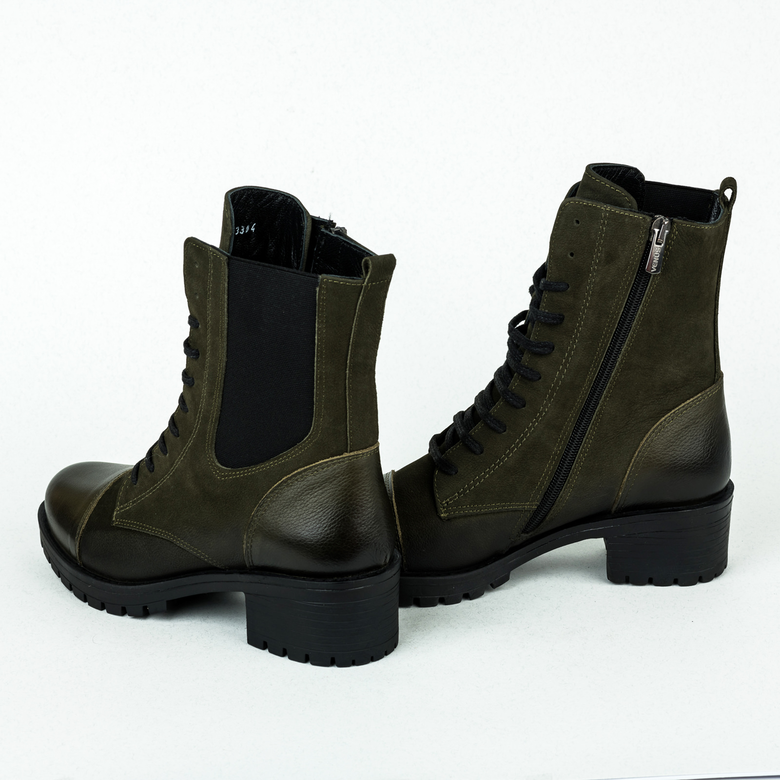 Leather ankle boots B088 - GREEN