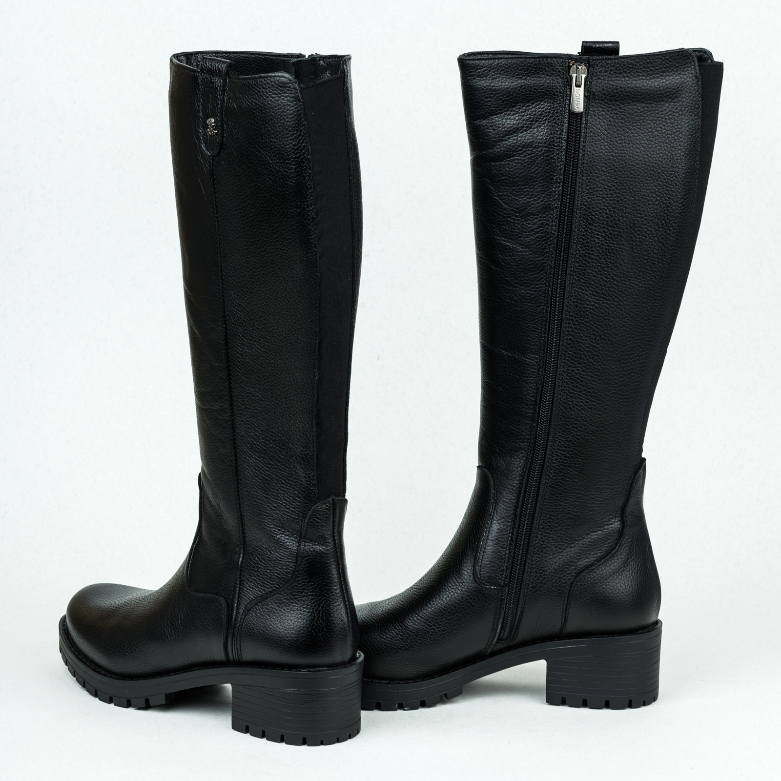 Leather boots B146 - BLACK