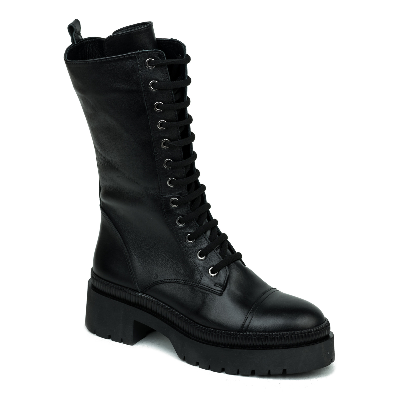 Leather ankle boots B150 - BLACK