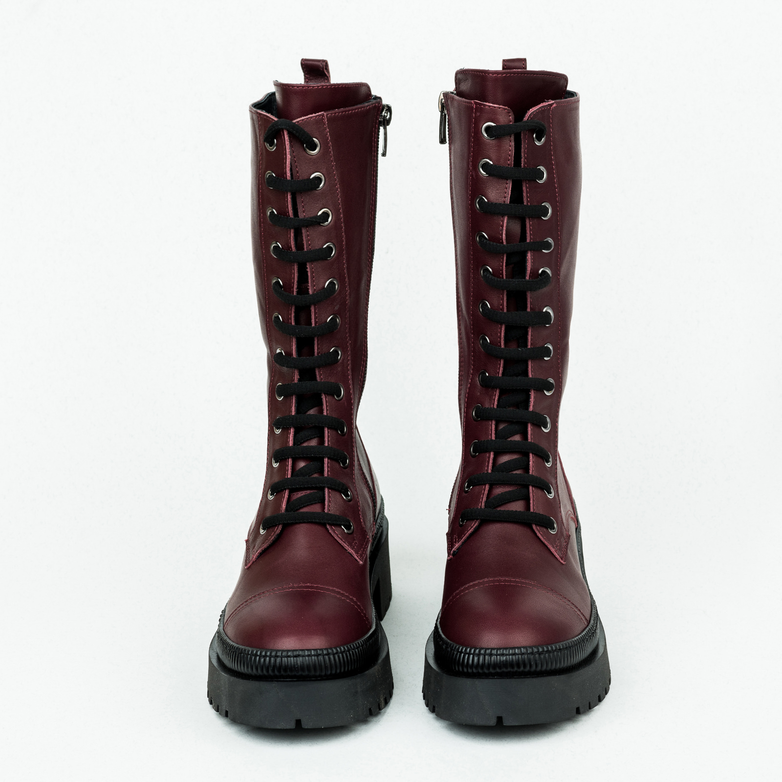 Leather ankle boots B150 - WINE RED