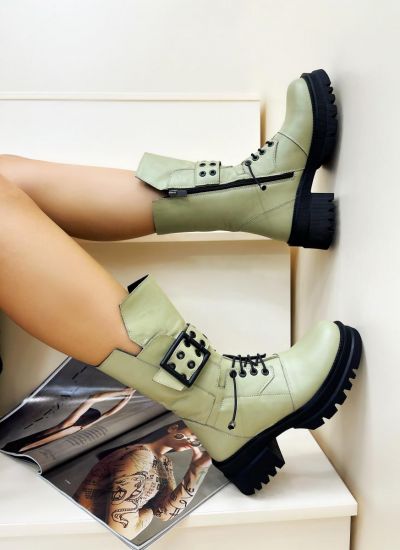 Leather ankle boots HAALA - GREEN