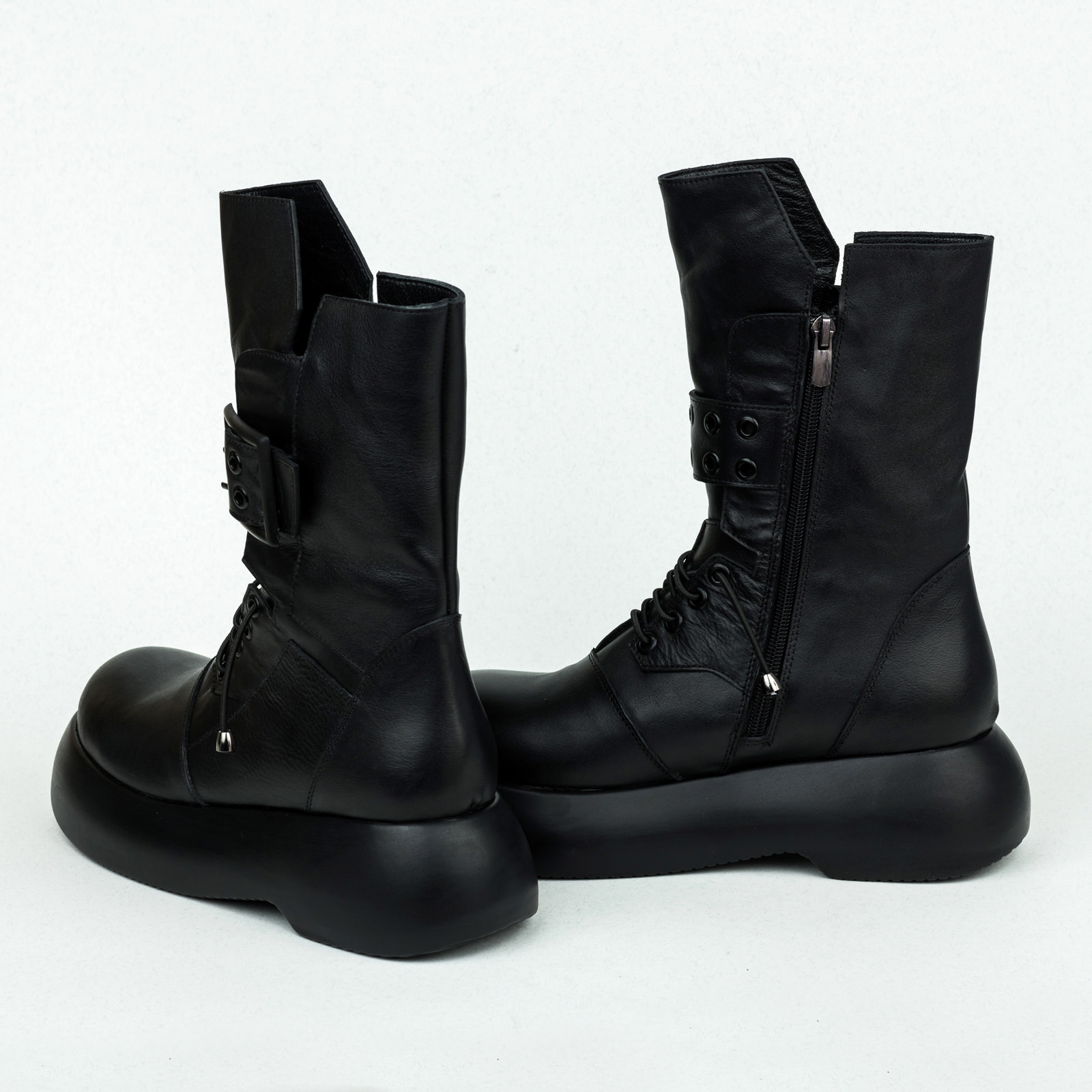 Leather ankle boots B154 - BLACK