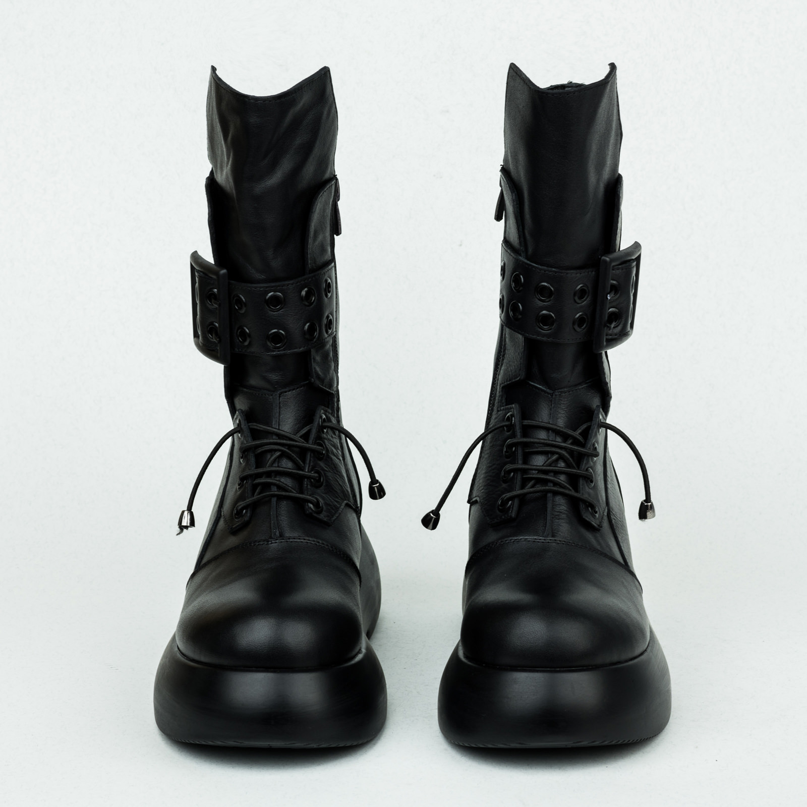 Leather ankle boots B154 - BLACK