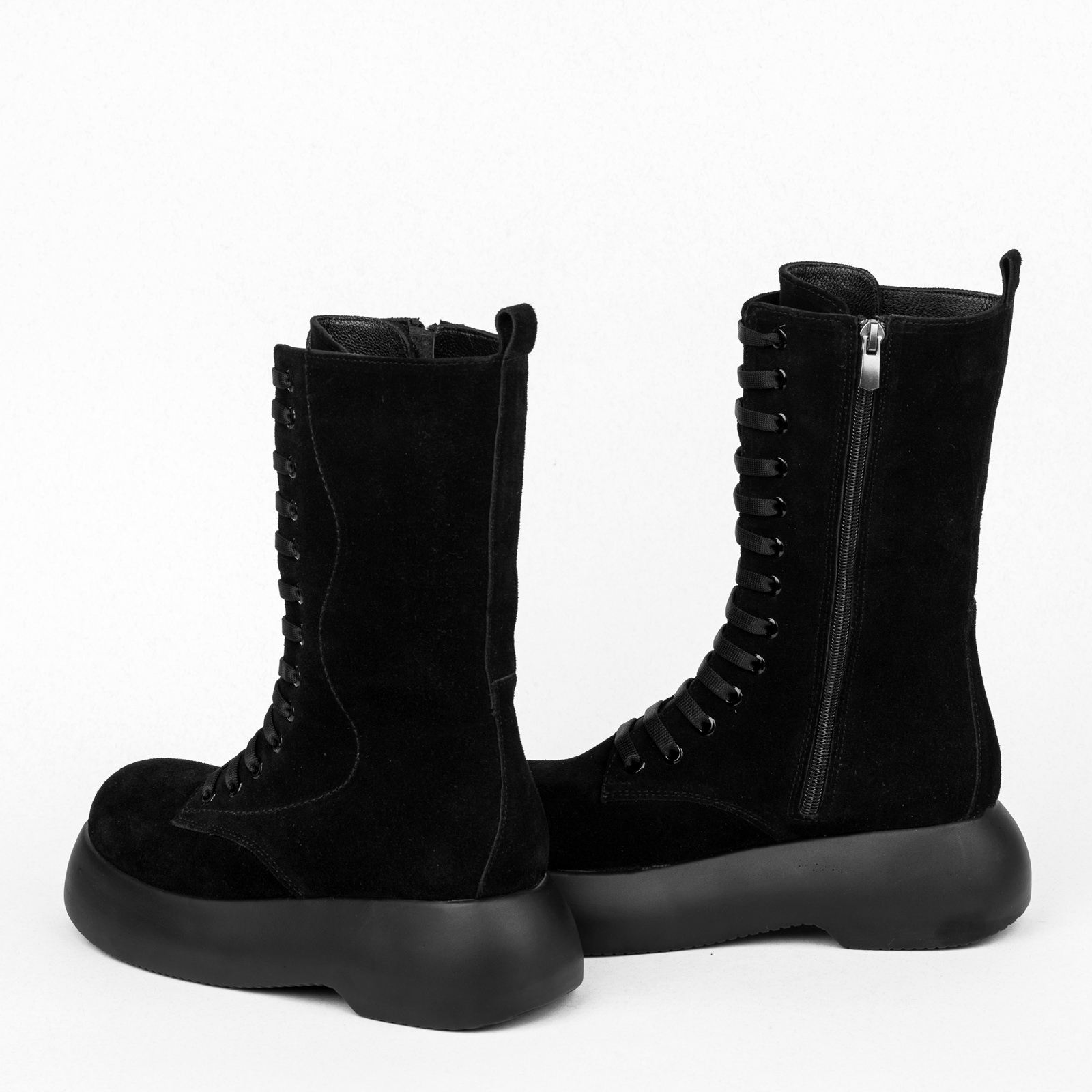 Leather ankle boots B155 - BLACK