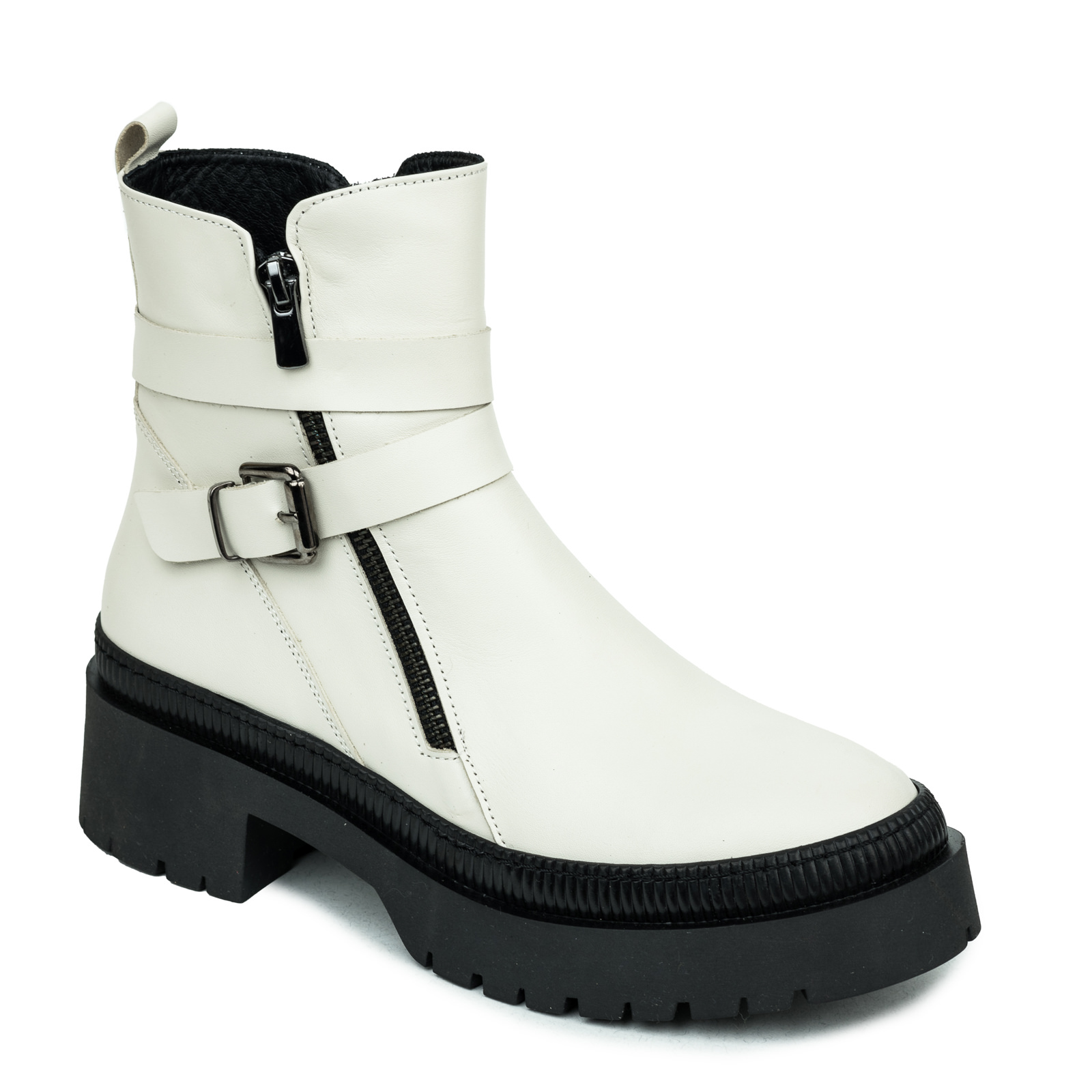 Leather ankle boots B157 - WHITE