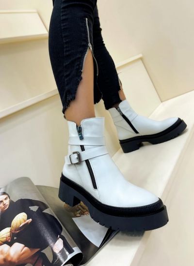 Leather ankle boots AIDDAH - WHITE