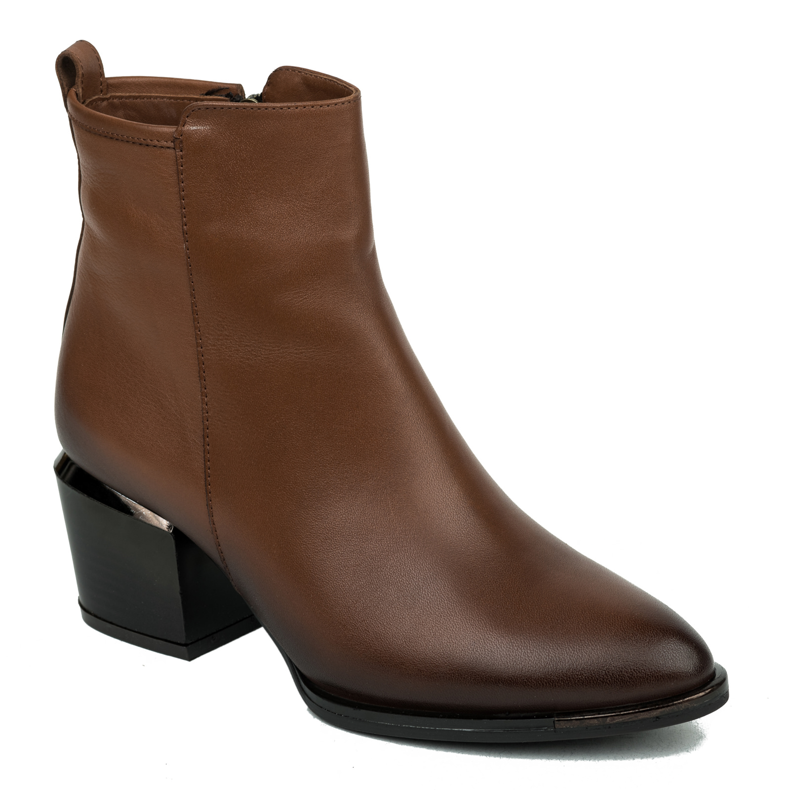Leather ankle boots B158 - BROWN