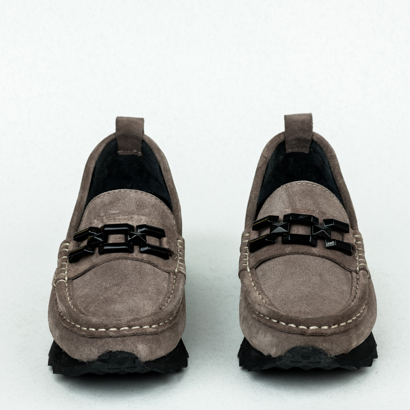 Bőr hétköznapi és lapos cipő B186 - CAPPUCINO