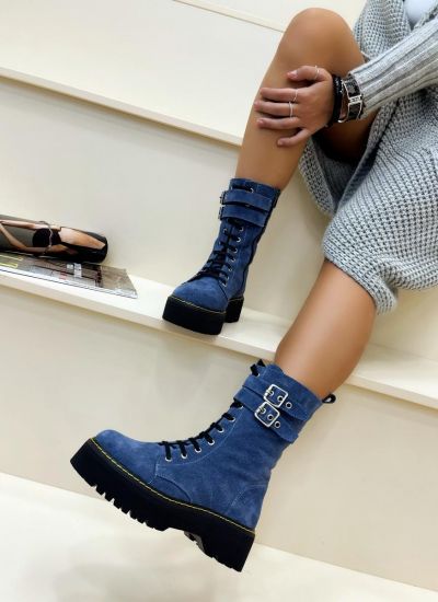 Leather WATERPROOF boots B203 - BLUE