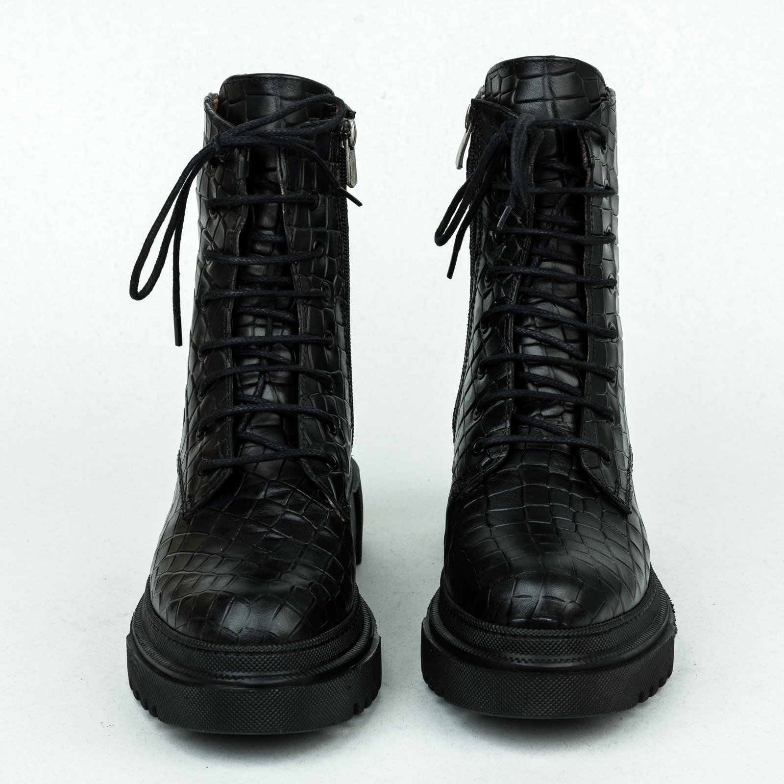 Leather booties B205 - BLACK