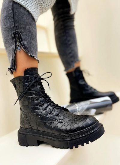 Leather booties ISOBEL CROC - BLACK