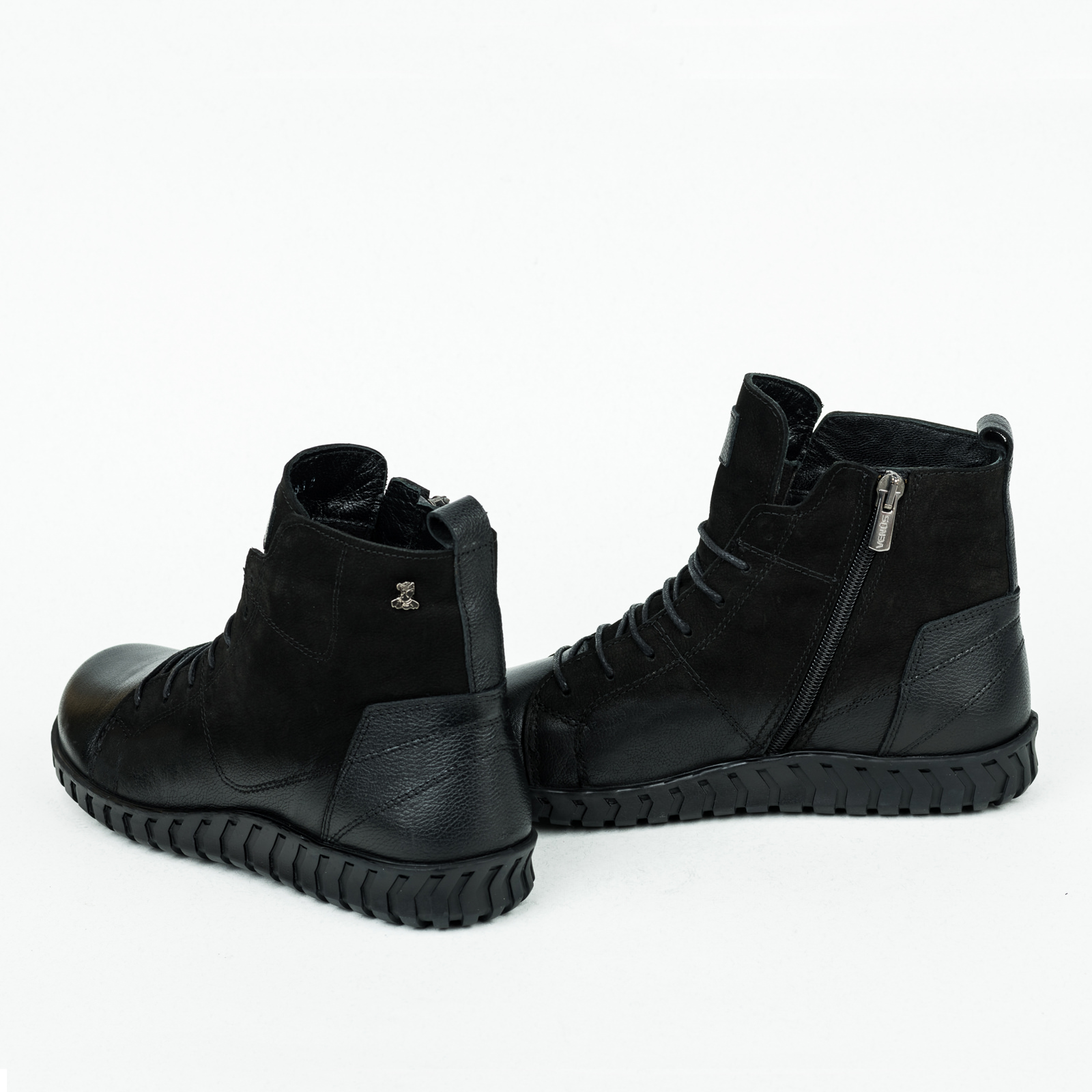 Leather ankle boots B212 - BLACK