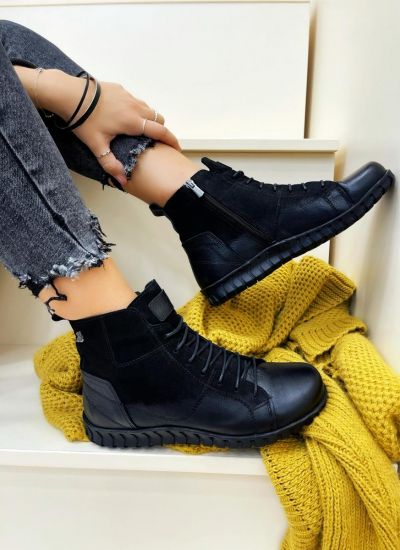 Leather ankle boots EDEN - BLACK