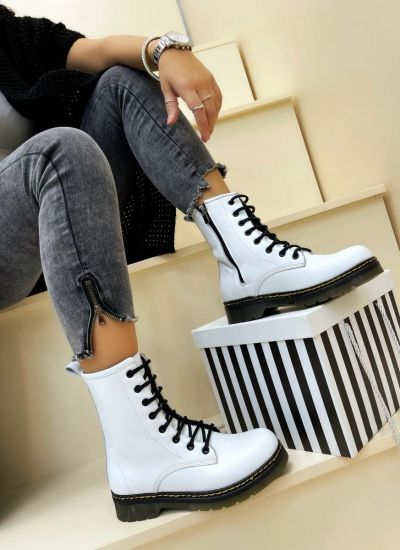 Leather booties B222 - WHITE