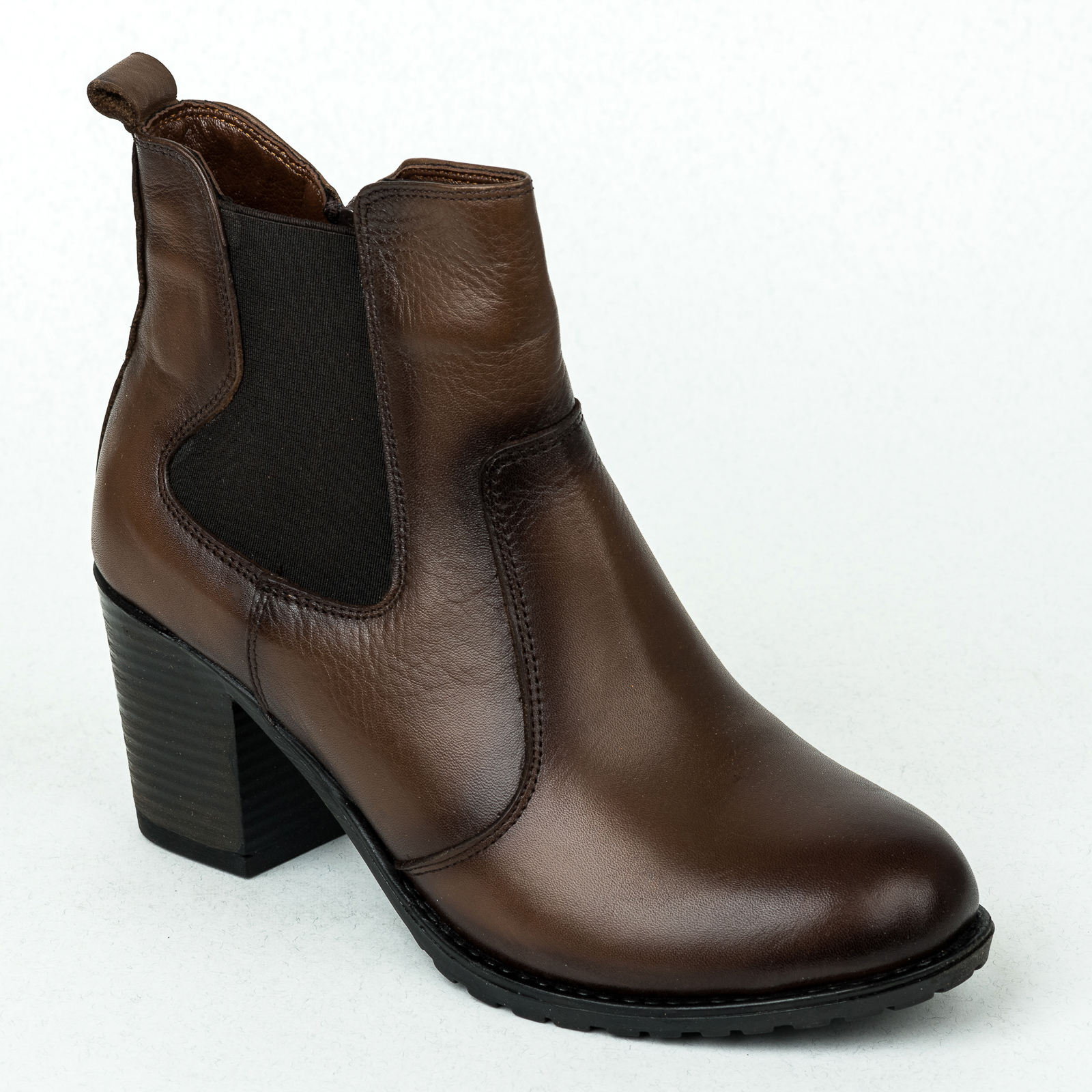 Leather ankle boots B234 - BROWN