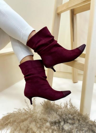 Women ankle boots B238 - WINE RED