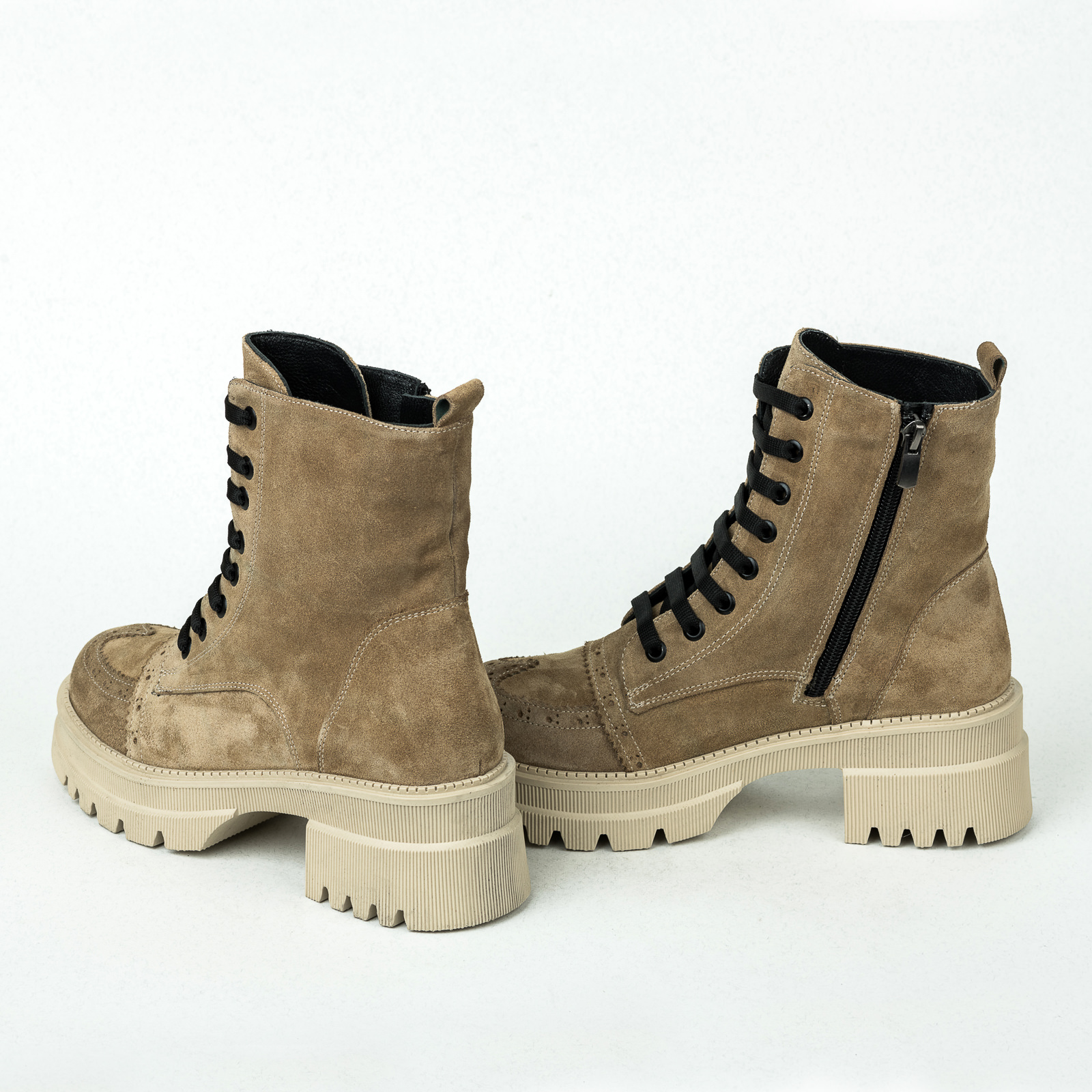 Leather booties B243 - BEIGE