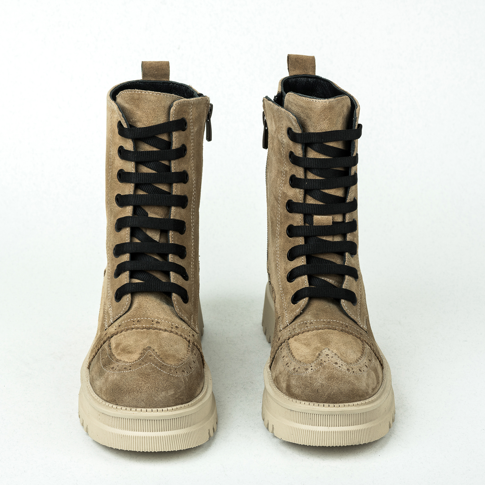 Leather booties B243 - BEIGE