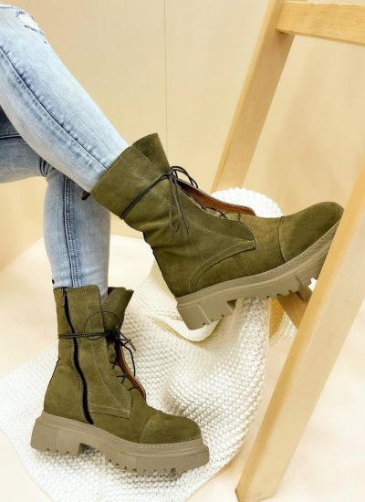Leather booties B244 - GREEN