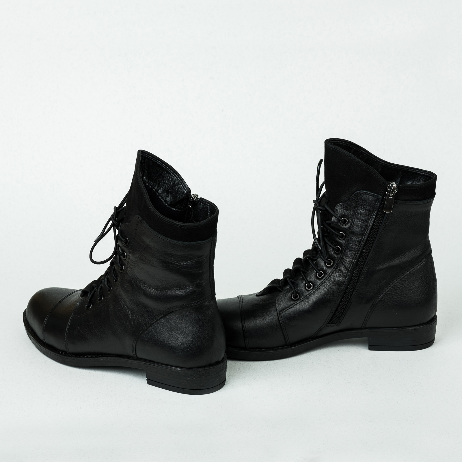 Leather booties B245 - BLACK