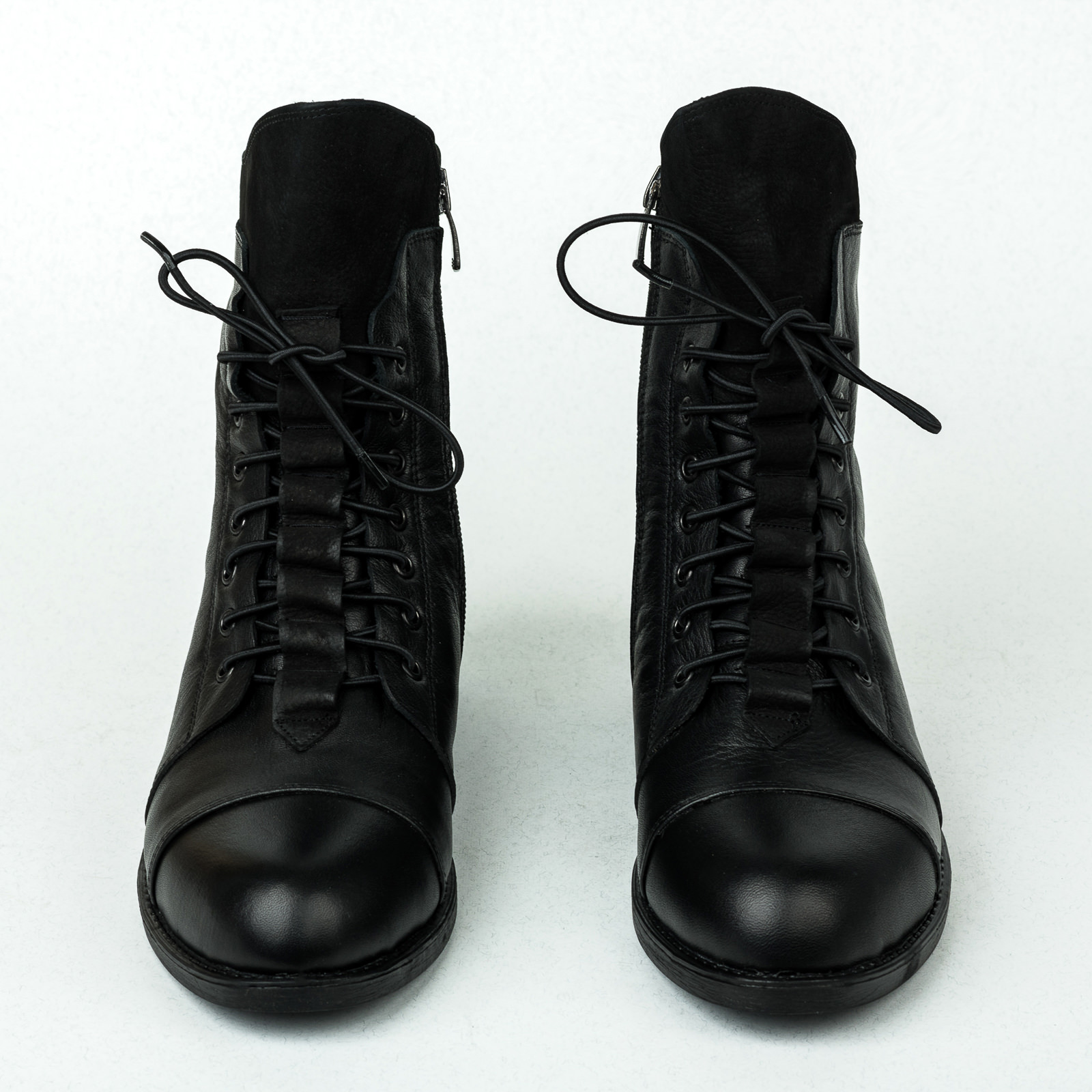 Leather booties B245 - BLACK