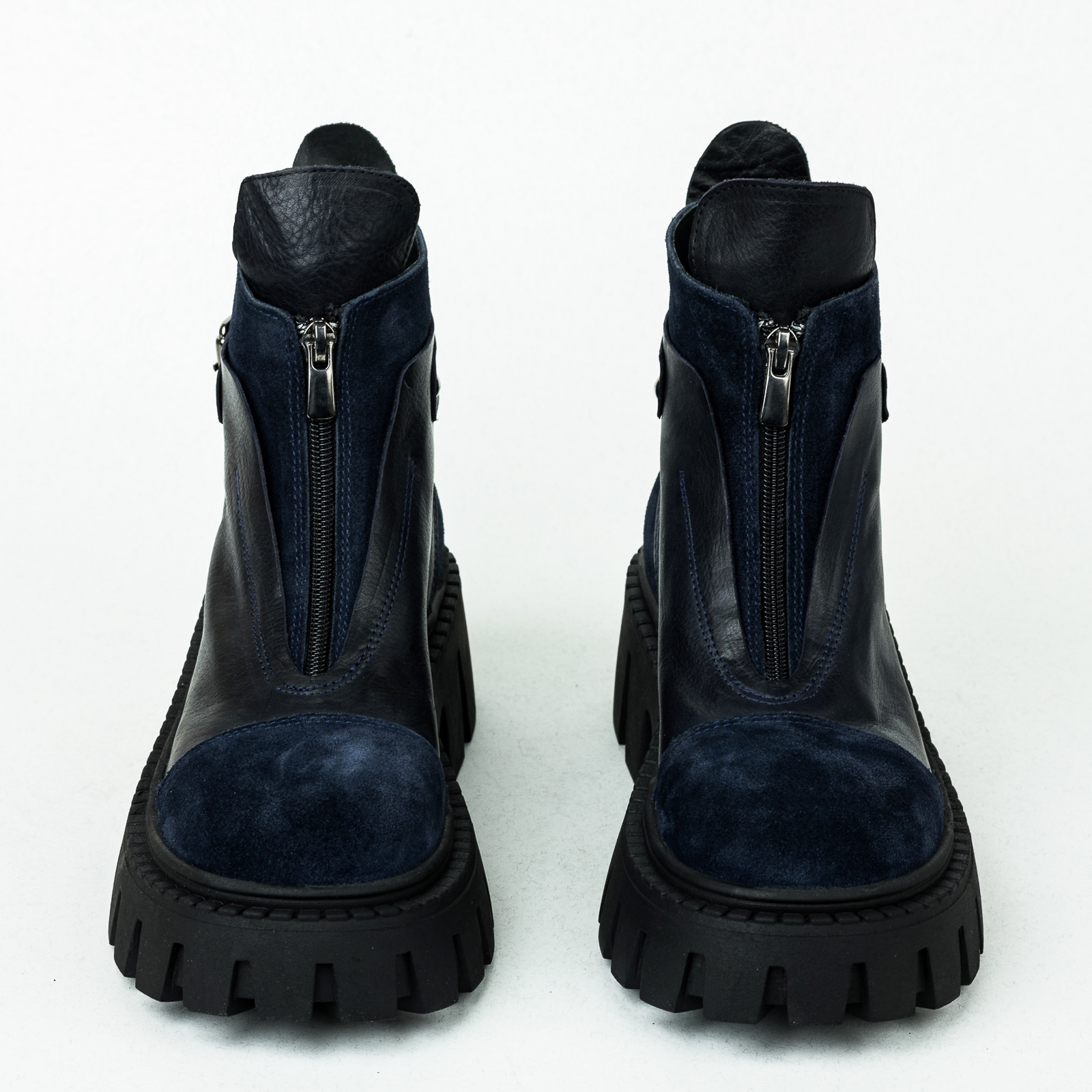 Leather booties B246 - NAVY