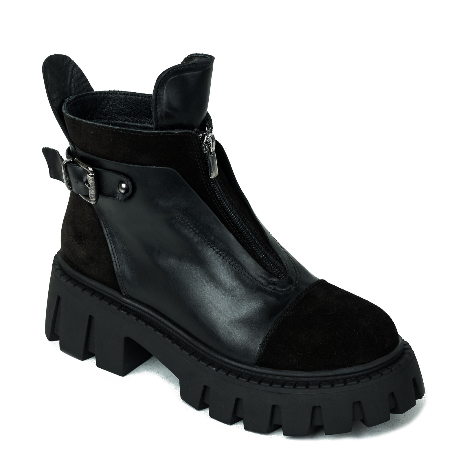 Leather booties B246 - BLACK