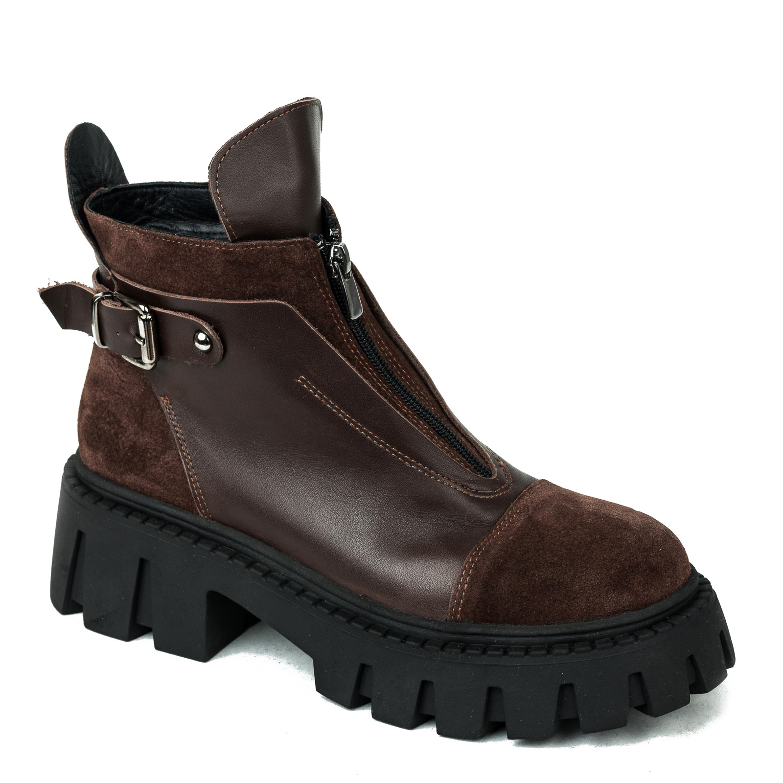 Leather booties B246 - BROWN
