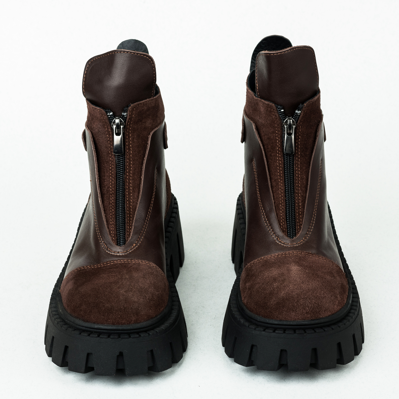 Leather booties B246 - BROWN
