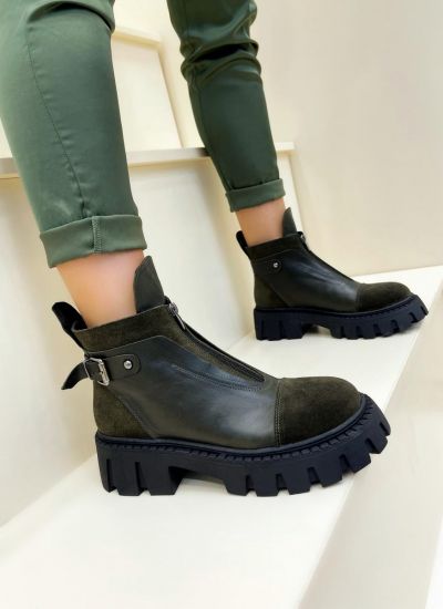 Leather booties B246 - GREEN