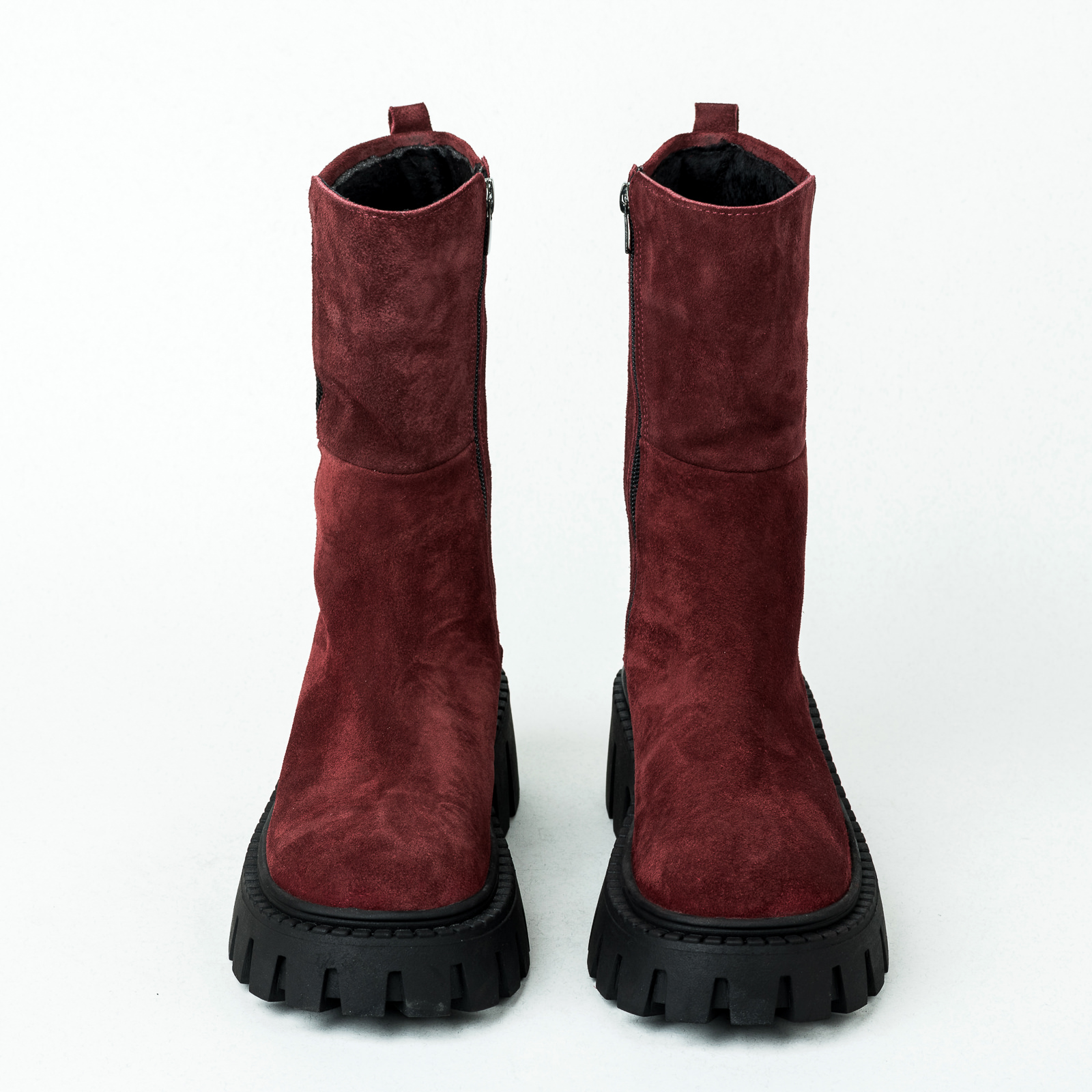 Leather booties B247 - WINE RED