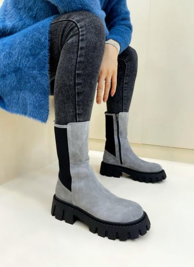 Leather booties B247 - GREY