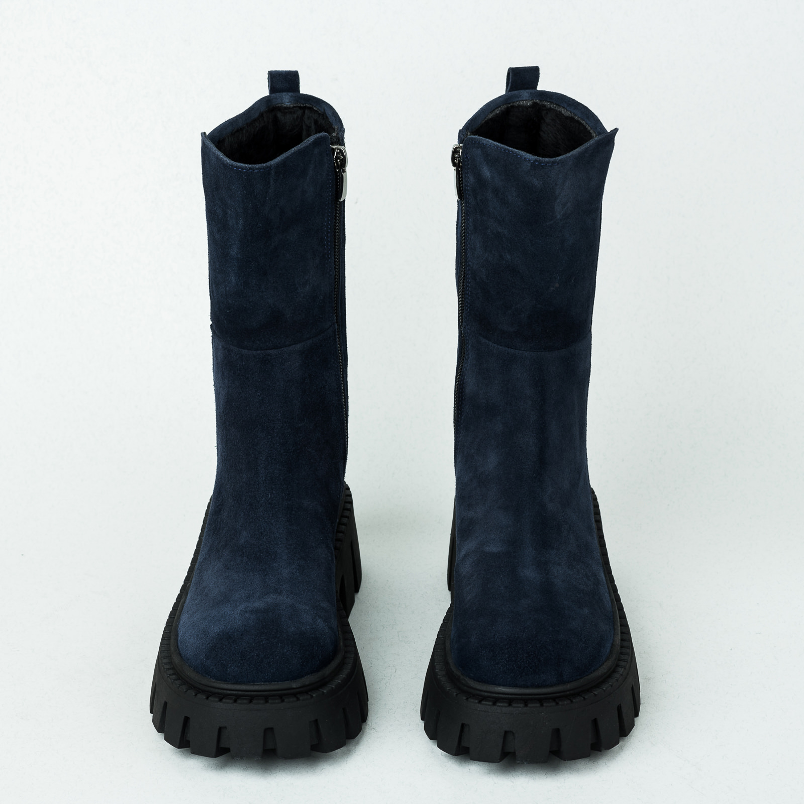 Leather booties B247 - NAVY