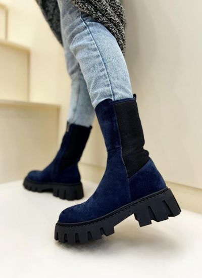 Leather booties B247 - NAVY