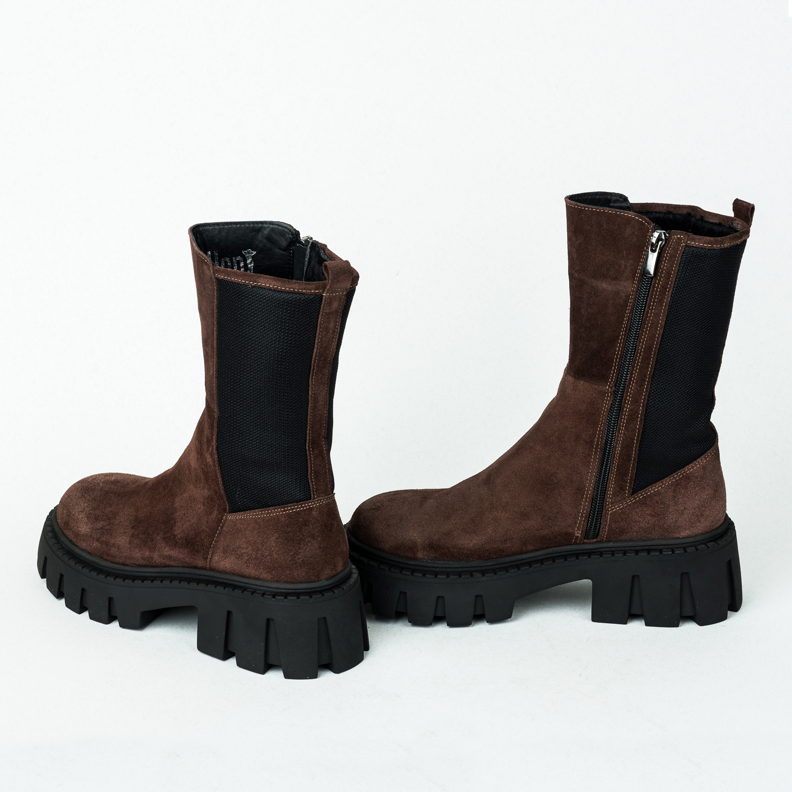 Leather booties B247 - BROWN