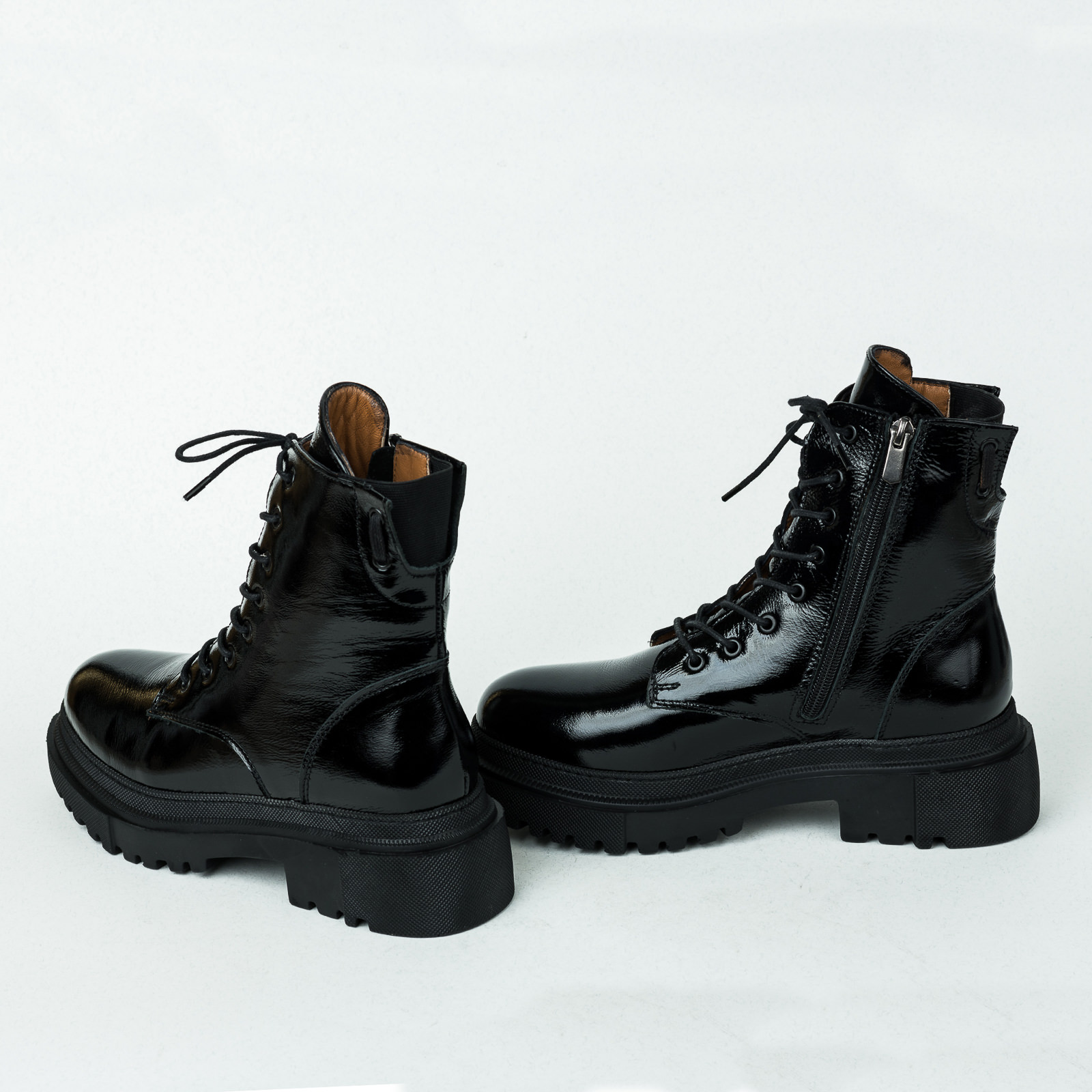 Leather booties B249 - BLACK