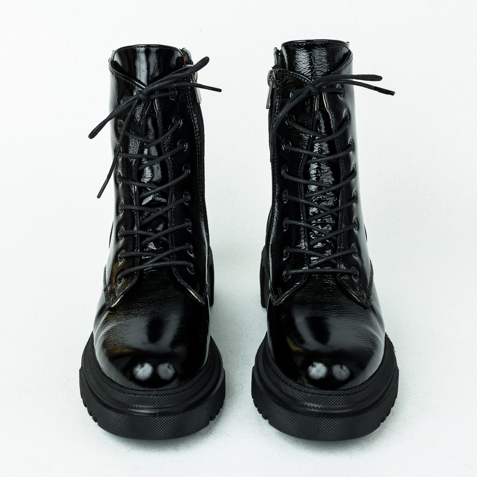 Leather booties B249 - BLACK